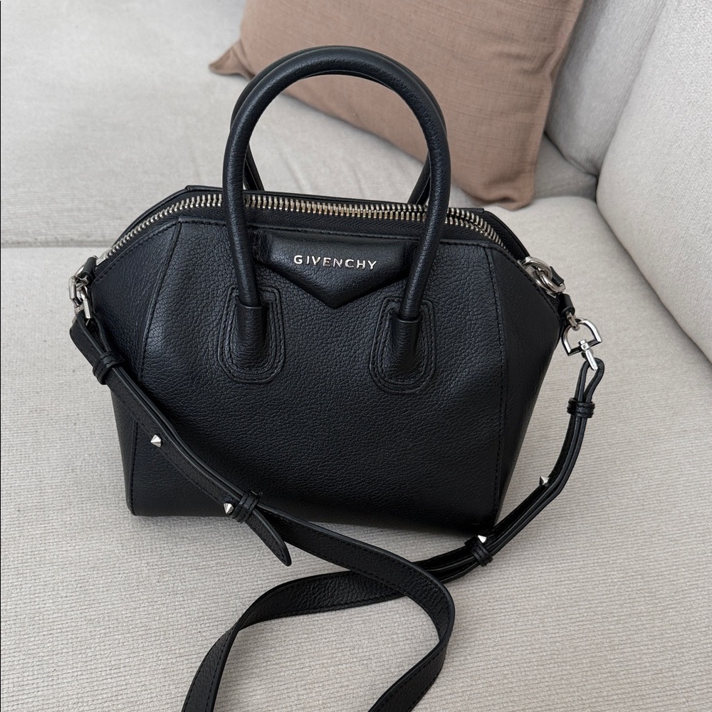 Givenchy Black Leather Mini Antigona with Crossbody Strap
